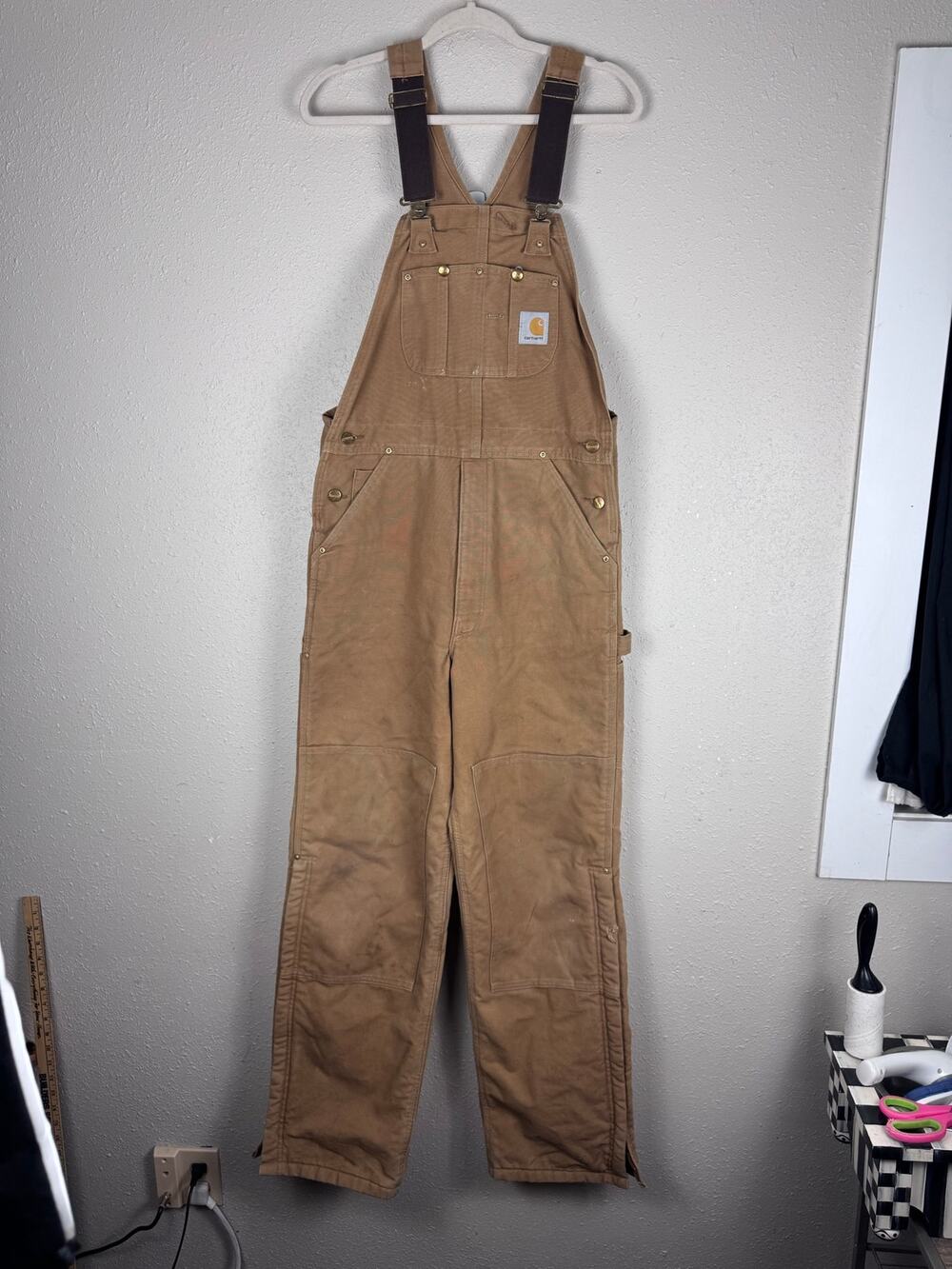 Vintage Carhartt R02 BIB Overalls Brown Mens size Size 34 x 34
